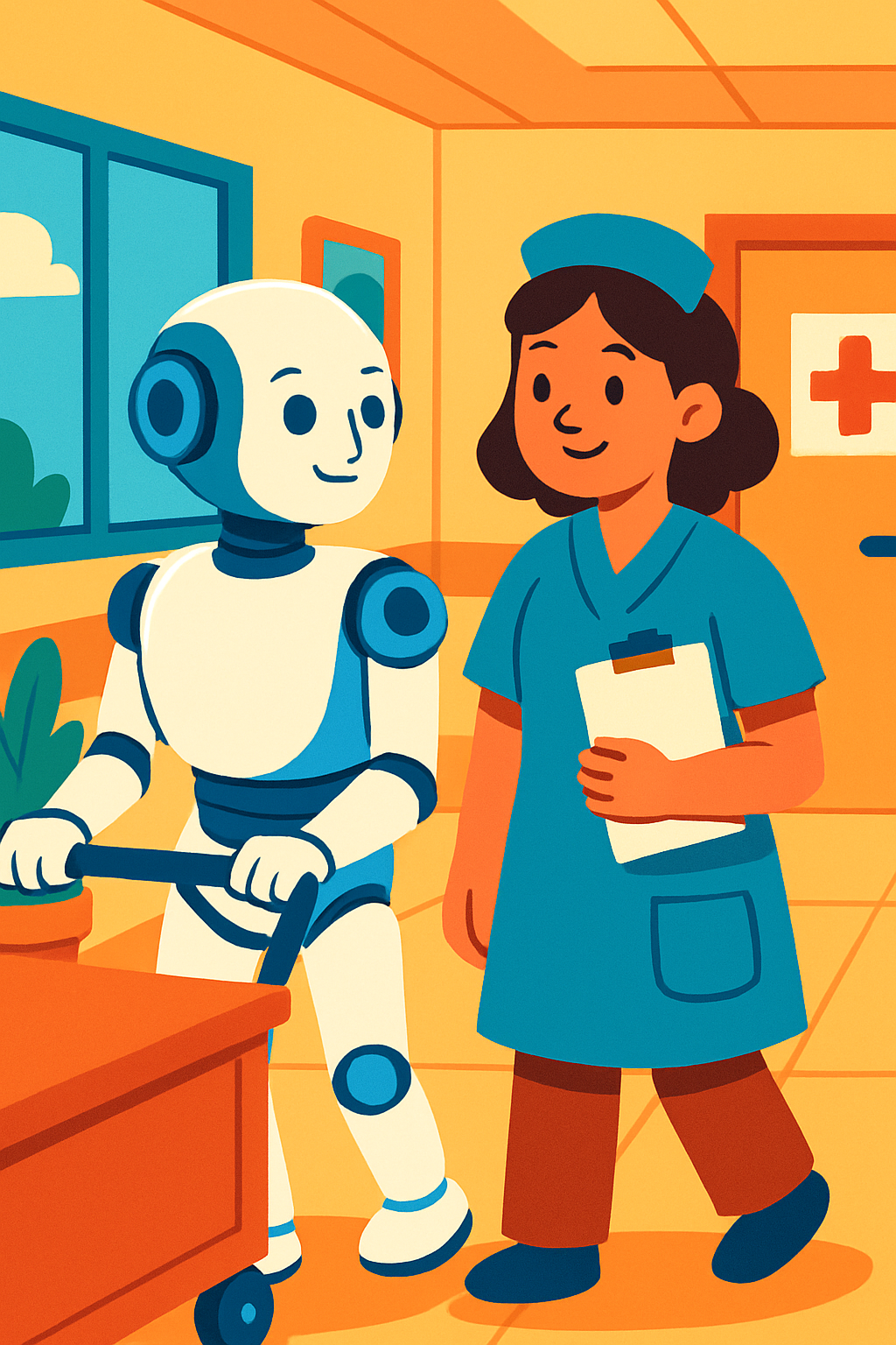 Humanoid robot delivering supplies